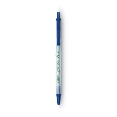 BIC Ecolutions Clic Stic Ballpoint Pen, Retractable, Medium 1 mm, Blue Ink, Clear Barrel, Dozen (CSEM11BE)