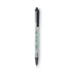 BIC Ecolutions Clic Stic Ballpoint Pen, Retractable, Medium 1 mm, Black Ink, Clear Barrel, Dozen (CSEM11BK)