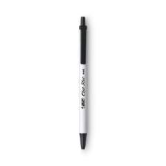 BIC Clic Stic Ballpoint Pen, Retractable, Medium 1 mm, Black Ink, White Barrel, Dozen (CSM11BK)
