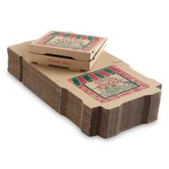 ARVCO Corrugated Pizza Boxes, Storefront, 12 x 12 x 1.75, Brown/Red/Green, 50/Carton (7122504)