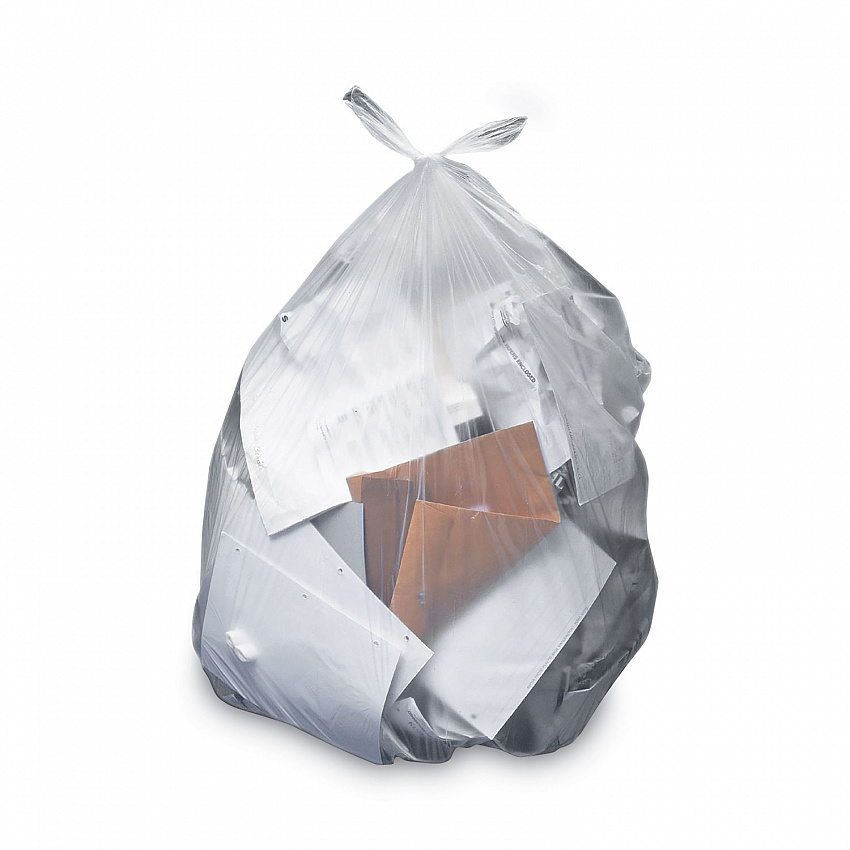 Linear Low-Density Can Liners, 60 gal, 2 mil, 36" x 58", Clear, Flat Pack, 100/Carton (H7258QC)