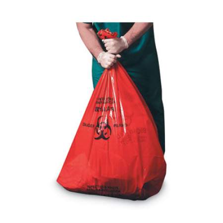Heritage Healthcare Pre-Printed High-Density Can Liners, Infectious Waste: Biohazard, 30-33 gal, 0.55 mil, 33 x 40, Red, 250/Carton (Z6640HRP01)