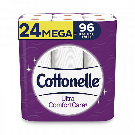Ultra ComfortCare Toilet Paper, Soft Bath Tissue, Mega Rolls, Septic Safe, 2-Ply, White, 284 Sheets/Roll, 24 Rolls/Pack (53756PK)