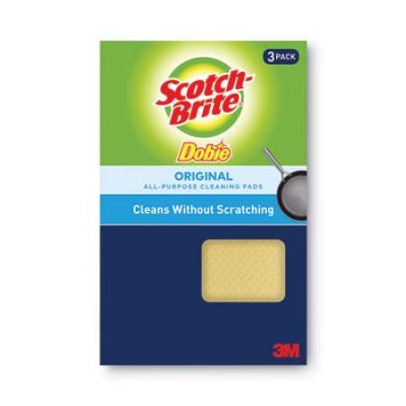 Scotch-Brite Dobie All-Purpose Cleaning Pad, 4.3 x 2.6, 0.5" Thick, Yellow, 3/Pack (7232F)