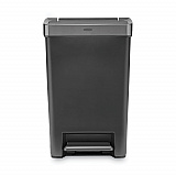 Premier Series III Step-On Waste Container, 12.4 gal, Plastic, Black/Stainless Steel (2120983)