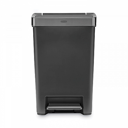 Premier Series III Step-On Waste Container, 12.4 gal, Plastic, Black/Stainless Steel (2120983)