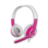 Volkano Chat Junior Series Stereo Computer Headset with Animated Panda Cable-Jack Protector, Binaural, Over-the-Head, Pink/Gray (VK6512PK)