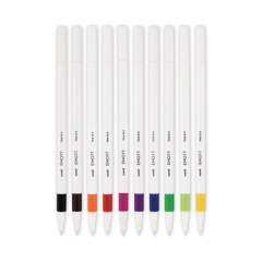 uni-ball EMOTT Porous Point Pen, Stick, Fine 0.4 mm, Assorted Ink Colors, White Barrel, 10/Pack (24836)