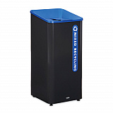 Sustain Decorative Refuse with Recycling Lid, 23 gal, Metal/Plastic, Black/Blue (2078980)