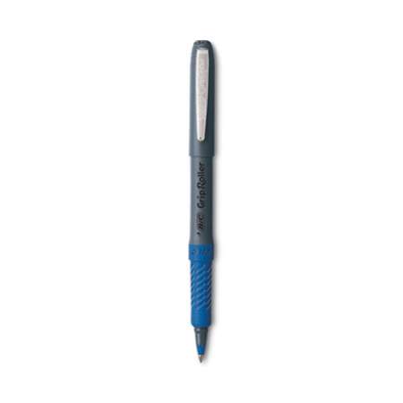 BIC Roller Glide Roller Ball Pen, Stick, Micro 0.5 mm, Blue Ink, Gray Barrel, Dozen (GREM11BE)