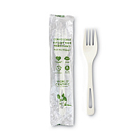 TPLA Wrapped Cutlery, Fork, Plastic, Light Beige 750/Carton (FOPSI)