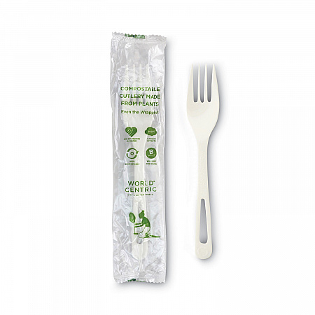 TPLA Wrapped Cutlery, Fork, Plastic, Light Beige 750/Carton (FOPSI)