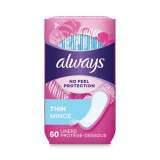 Always Thin Daily Panty Liners, 60/Pack, 12 Pack/Carton (08282)