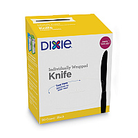 Grab'N Go Wrapped Cutlery, Knife, Plastic, Black, 90/Box (KM5W540PK)