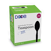 Grab'N Go Wrapped Cutlery, Spoon, Plastic, Black, 90/Box (TM5W540PK)