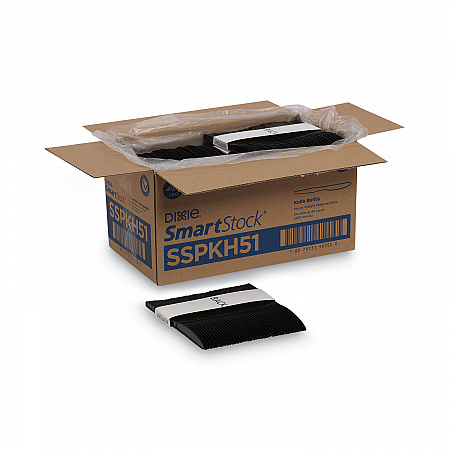 SmartStock Plastic Cutlery Refill, Series-O, Heavyweight Knife, Black, 40/Pack, 24 Packs/Carton (SSPKH51)