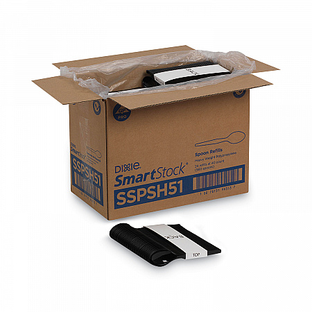 SmartStock Plastic Cutlery Refill, Series-O, Heavyweight Spoon, Black, 40/Pack, 24 Packs/Carton (SSPSH51)