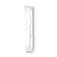 Individually Wrapped Mediumweight Polystyrene Cutlery, Knife, Plastic, White, 1,000/Carton (KM23C7)