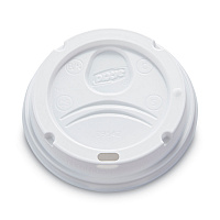 Dome Drink-Thru Lids, Fits 10 oz to 16 oz PerfecTouch Hot Cups/12 oz to 20 oz WiseSize Hot Cups, Plastic, White, 50/Pack (9542500DXPK)