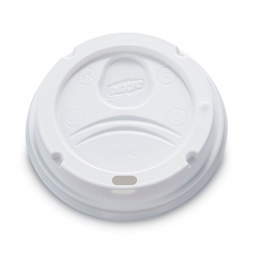 Dome Drink-Thru Lids, Fits 10 oz to 16 oz PerfecTouch Hot Cups/12 oz to 20 oz WiseSize Hot Cups, Plastic, White, 50/Pack (9542500DXPK)
