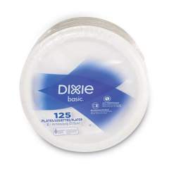 Dixie Paper Dinnerware, Plates, White, 8.5" dia, 125/Pack (DBP09W)