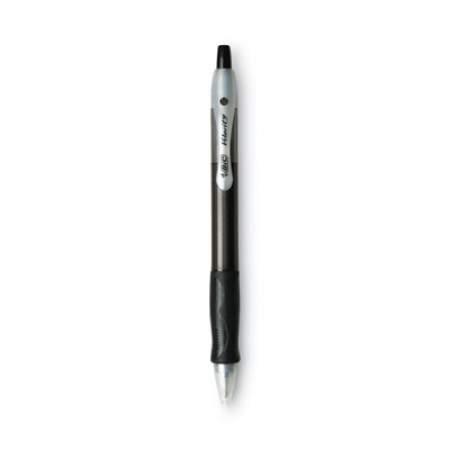BIC Velocity Easy Glide Ballpoint Pen, Retractable, Medium 1 mm, Black Ink, Translucent Black Barrel, Dozen (VLG11BK)