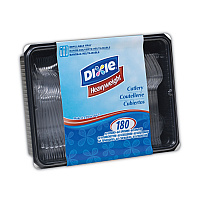 Cutlery Keeper Tray with Clear Plastic Utensils, Heavyweight, Fork/Knife/Spoon, Plastic, Crystal Clear, 1,800/Carton (CH0180DX7CT)