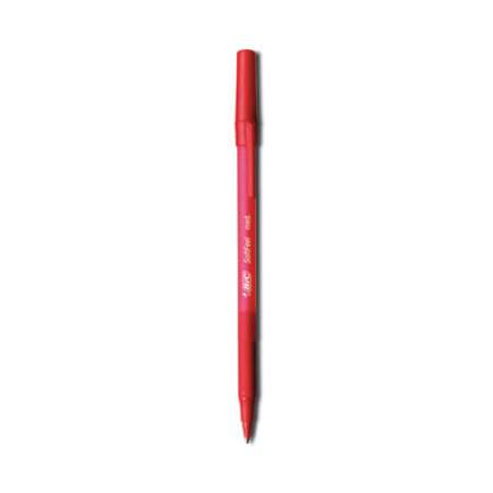 BIC Soft Feel Ballpoint Pen, Stick, Medium 1 mm, Red Ink, Red Barrel, Dozen (SGSM11RD)