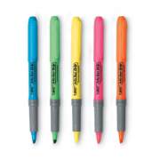 BIC Brite Liner Grip Pocket Highlighter, Assorted Ink Colors, Chisel Tip, Assorted Barrel Colors, 5/Set (GBLP51ASST)