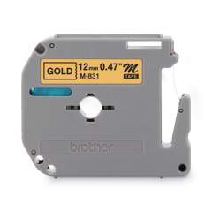 Brother P-Touch M Series Tape Cartridge for P-Touch Labelers, 0.47" x 26.2 ft, Black on Gold (M831)