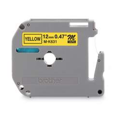 Brother P-Touch M Series Tape Cartridge for P-Touch Labelers, 0.47" x 26.2 ft, Black on Yellow (MK631)