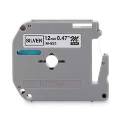 Brother P-Touch M Series Tape Cartridge for P-Touch Labelers, 0.47" x 26.2 ft, Black on Silver (M931)