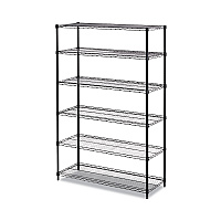 NSF Certified 6-Shelf Wire Shelving Kit, 48w x 18d x 72h, Black (SW664818BL)
