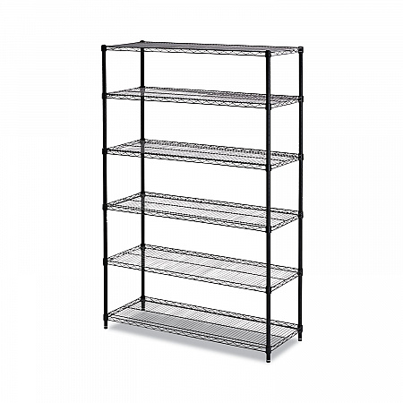 NSF Certified 6-Shelf Wire Shelving Kit, 48w x 18d x 72h, Black (SW664818BL)