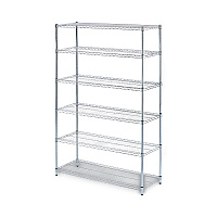 NSF Certified 6-Shelf Wire Shelving Kit, 48w x 18d x 72h, Silver (SW664818SR)