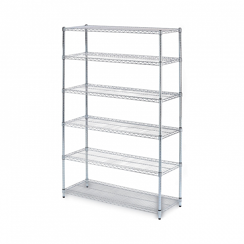 NSF Certified 6-Shelf Wire Shelving Kit, 48w x 18d x 72h, Silver (SW664818SR)