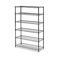 NSF Certified 6-Shelf Wire Shelving Kit, 48w x 18d x 72h, Black Anthracite (SW664818BA)