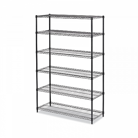 NSF Certified 6-Shelf Wire Shelving Kit, 48w x 18d x 72h, Black Anthracite (SW664818BA)