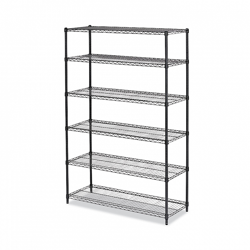 NSF Certified 6-Shelf Wire Shelving Kit, 48w x 18d x 72h, Black Anthracite (SW664818BA)