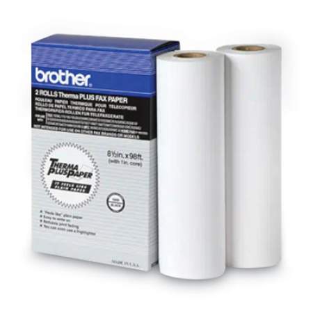 Brother 98' ThermaPlus Fax Paper Roll, 1" Core, 8.5" x 98ft, White, 2/Pack (6890)