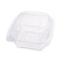 Renewable and Compostable Clear Clamshell Hinged Food Containers, 6 x 6 x 3, Plastic, 80/Pack, 3 Packs/Carton (EPLC6)