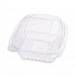 Renewable and Compostable Clear Clamshell Hinged Food Containers, 6 x 6 x 3, Plastic, 80/Pack, 3 Packs/Carton (EPLC6)