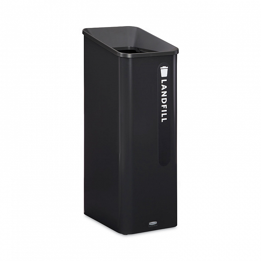 Sustain Decorative Refuse with Recycling Lid, 15 gal, Metal/Plastic, Black (2078967)