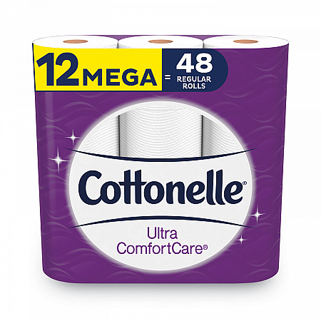 Ultra ComfortCare Toilet Paper, Soft Bath Tissue, Mega Rolls, Septic Safe, 2-Ply, White, 284 Sheets/Roll, 12 Rolls/Pack (48596PK)