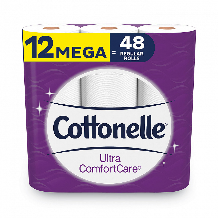 Ultra ComfortCare Toilet Paper, Soft Bath Tissue, Mega Rolls, Septic Safe, 2-Ply, White, 284 Sheets/Roll, 12 Rolls/Pack (48596PK)