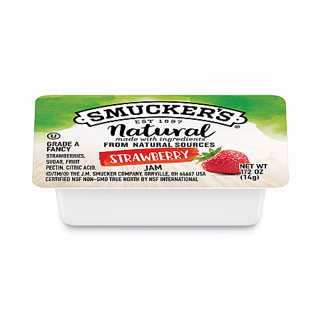 Smuckers 1/2 Ounce Natural Jam, Strawberry, 0.5 oz Container, 200/Carton (8201)