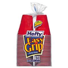 Hefty Easy Grip Disposable Plastic Party Cups, 18 oz, Red, 50/Pack (C21999)