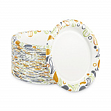 Deerfield Printed Paper Plates, 9" dia, Coated/Soak Proof, White/Yellow/Green/Purple, 125/Pack, 8 Packs/Carton (DEER9PLT)