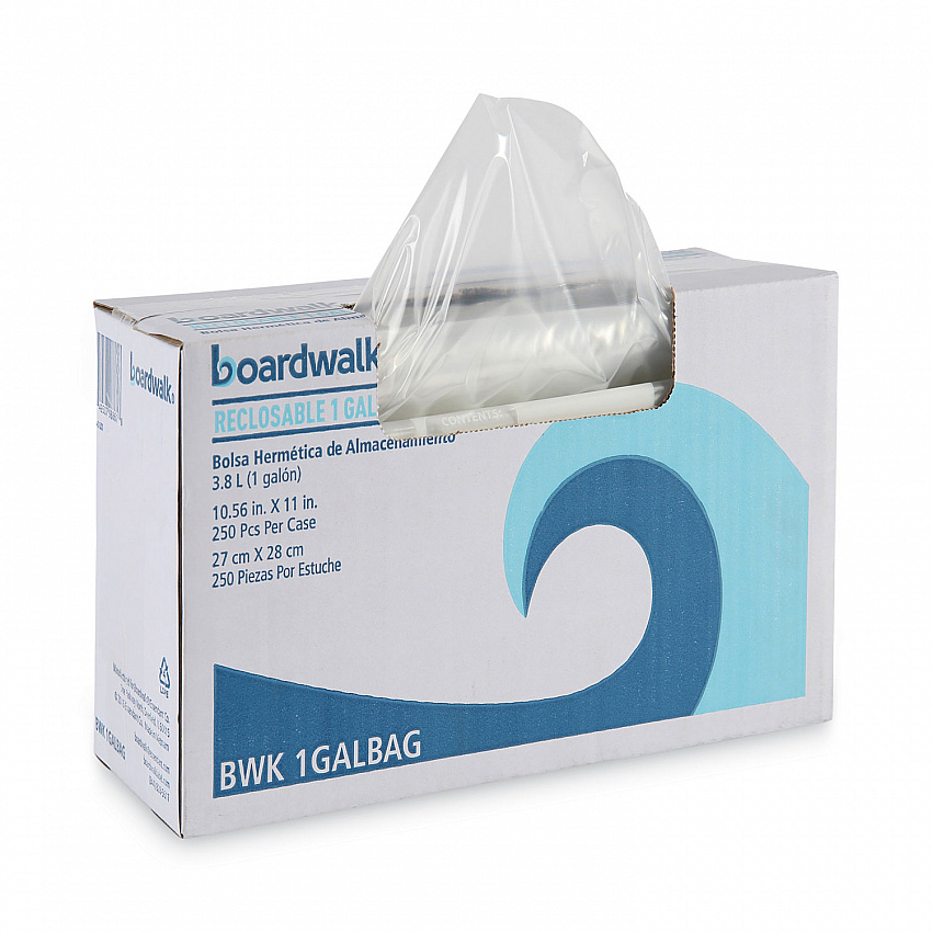 Reclosable Food Storage Bags, Gallon, 10.5" x 11", Clear, 250/Box (1GALBAG)