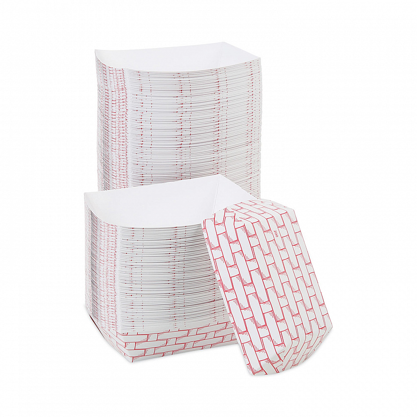 Paper Food Baskets, 2 lb Capacity, Red/White, 1,000/Carton (30LAG200)